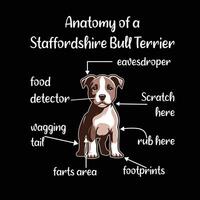 anatomi av en Staffordshire tjur terrier t-shirt design illustration proffs vektor