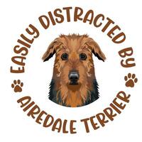 lätt förvirrad förbi airedale terrier hund typografi t skjorta design proffs vektor