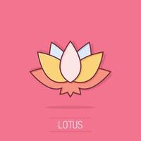 lotus ikon i komisk stil. blomma blad tecknad serie vektor illustration på vit isolerat bakgrund. blomma växt stänk effekt företag begrepp.