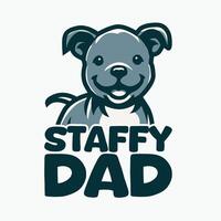 personallig pappa med Staffordshire tjur terrier t-shirt design illustration proffs vektor