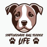 Staffordshire Stier Terrier Leben T-Shirt Design Illustration Profi Vektor