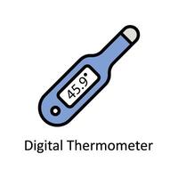 digital termometer vektor fylld översikt ikon stil illustration. eps 10 fil