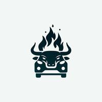 Auto, Feuer, und Stier Kopf Logo Vorlage Vektor verwenden T-Shirt Design