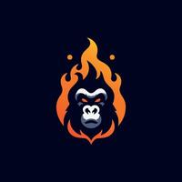 Gorilla Feuer Kopf Logo Vektor Vorlage