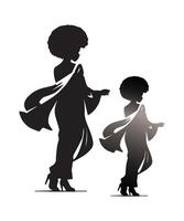silhuett illustration av en skön afro hår stil kvinna vektor