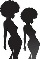 Silhouette von ein schön afro Haar Stil Frau Seite Aussicht Vektor Illustration.