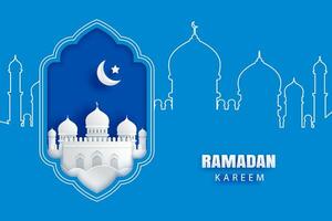 Ramadan kareem Gruß Karte Hintergrund. eid Mubarak Papier Kunst Banner Illustration Design. vektor