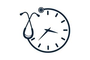 Stethoskop Uhr Vektor, Stethoskop Ticken Uhr Konzept Illustration, Stethoskop Uhr Grafik, Stethoskop Zeit Vektor, Uhr von Pflege, Stethoskop Uhr Design zum Gesundheit vektor