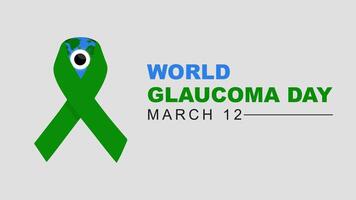 Welt Glaukom Tag ist gefeiert jeder Jahr auf März 12. Poster Banner Gruß Design mit Band und Augen. Vektor Illustration