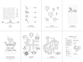 uppsättning av sju spel på de tema av de hav. spel och färg sida för ungar. dansk språk. uppsättning Nej. 2. vektor