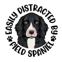 leicht abgelenkt durch Feld Spaniel Hund Typografie T-Shirt Design Profi Vektor