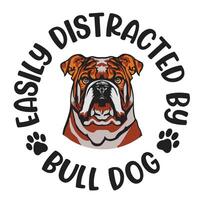 leicht abgelenkt durch Bulldogge Hund Typografie T-Shirt Design Profi Vektor