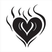 Herz tätowieren Design Flammen und Feuer, Herz und Liebe Symbole, gotisch Tätowierungen und drucken Vorlagen vektor