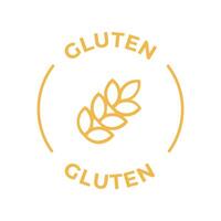 einfach isoliert Vektor Logo Abzeichen Zutat Warnung Etikett. bunt Allergene Symbole. Essen Intoleranz Gluten. geschrieben im Spanisch und Englisch