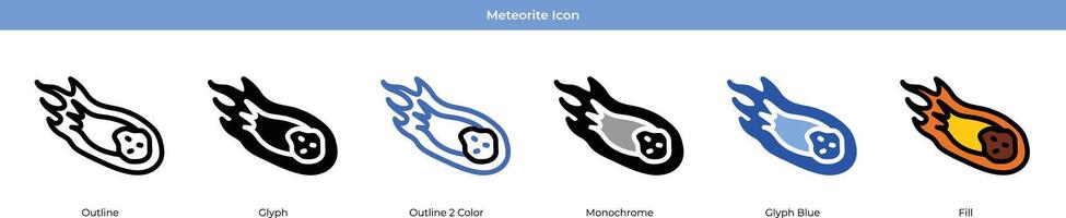 meteorit ikon uppsättning vektor