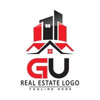 gu echt Nachlass Logo rot Farbe Design Haus Logo Lager Vektor. vektor