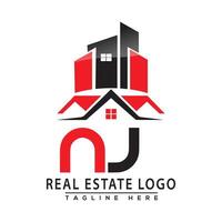 NJ echt Nachlass Logo rot Farbe Design Haus Logo Lager Vektor. vektor