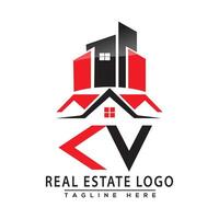 kv echt Nachlass Logo rot Farbe Design Haus Logo Lager Vektor. vektor