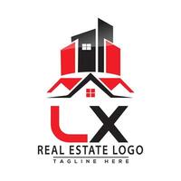 lx verklig egendom logotyp röd Färg design hus logotyp stock vektor. vektor