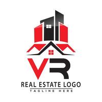 vr verklig egendom logotyp röd Färg design hus logotyp stock vektor. vektor