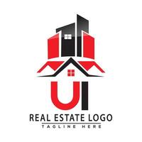 ui echt Nachlass Logo rot Farbe Design Haus Logo Lager Vektor. vektor