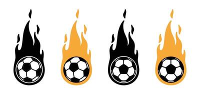 Fußball Fußball Ball Feuer Vektor Symbol Logo Sport Karikatur Charakter Symbol Illustration Gekritzel Design