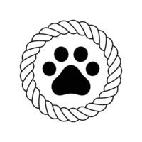 Hund Pfote Fußabdruck Symbol Vektor Seil Französisch Bulldogge Karikatur Symbol Charakter Illustration Design