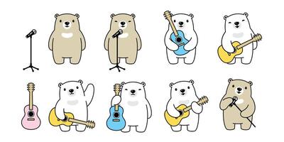 Björn vektor gitarr polär Björn bas ukulele musik sångare ikon teddy logotyp symbol karaktär tecknad serie klotter illustration design