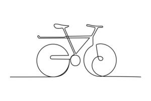 en kö kontinuerlig cykel teckning vektor konst och en linje översikt cykel illustration