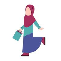 hijab kvinna innehav handla väska vektor