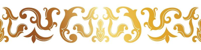 abstrakt Blumen- Rand nahtlos golden Papier Rand Holzschnitzen dekorativ Muster vektor