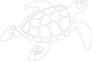 Meer Schildkröte Gliederung Silhouette vektor