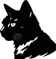 Russisch Weiß schwarz und Tabby Katze Silhouette Porträt vektor