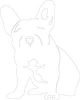 Französisch Bulldogge Gliederung Silhouette vektor