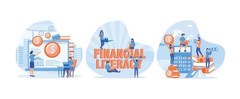 finanziell Berater. finanziell Bildung. finanziell Alphabetisierung und Buchhaltung. finanziell Alphabetisierung einstellen eben Vektor modern Illustration