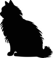 britisch lange Haare Katze schwarz Silhouette vektor