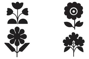 Blume schwarz Silhouette Symbole Vektor einstellen