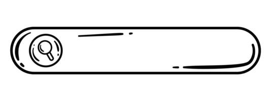 Hand gezeichnet Gekritzel Illustration von ein schwarz und Weiß Suche Bar mit ein Forschung Oval Rahmen und Lupe. vektor