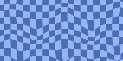 retro häftig vågig psychedelic checkerboard y2k bakgrund. 60s 70s 90s kolla upp blå Färg bakgrund vektor