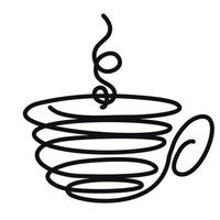 en råna av kaffe. vektor stock illustration av en doftande dryck. svartvit. isolerat på en vit bakgrund.