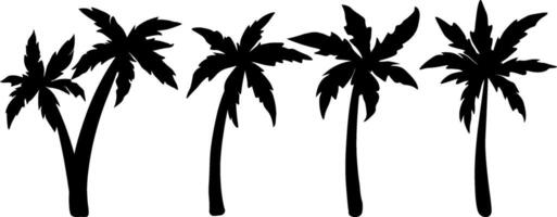 Palme Baum. Vektor Lager Illustration. schwarz Silhouette Sammlung von tropisch Bäume. das Dschungel. isoliert.
