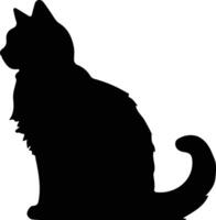 Selkirk rex Katze schwarz Silhouette vektor