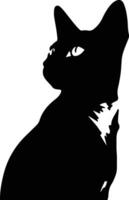orientalisk bicolor katt silhuett porträtt vektor