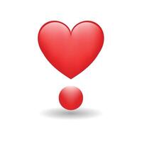 hjärta ovan punkt kärlek utrop mark emoji ikon objekt symbol. lutning vektor illustration klämma konst design tecknad serie. utrop punkt i hjärta formatera på vit bakgrund.