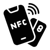 nfc glyf ikon bakgrund vit vektor