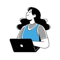 illustration av kvinna med bärbar dator vektor