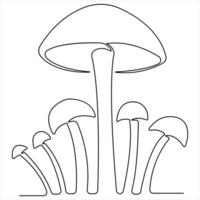 Pilz kontinuierlich Single Linie Kunst Zeichnung Pflanzen Konzept Gliederung Vektor