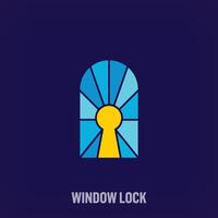 kreativ Fenster und sperren Logo. einzigartig Farbe Übergänge. Sicherheit entsperren Mauer und die Architektur Logo Vorlage. Vektor