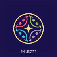 kreativ Star Smiley Mannschaft Logo. einzigartig Farbe Übergänge. süß Lächeln Logo Vorlage. Vektor