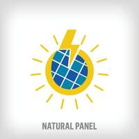 naturlig sol- energi aning, modern logotyp. unik kreativ hållbar sol- panel. miljö- logotyp mall. vektor. vektor